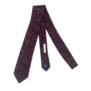 Ryan Seacrest Distinction Slim Silk Blnd Burgundy Gray Floral Necktie Tie 59”x3”